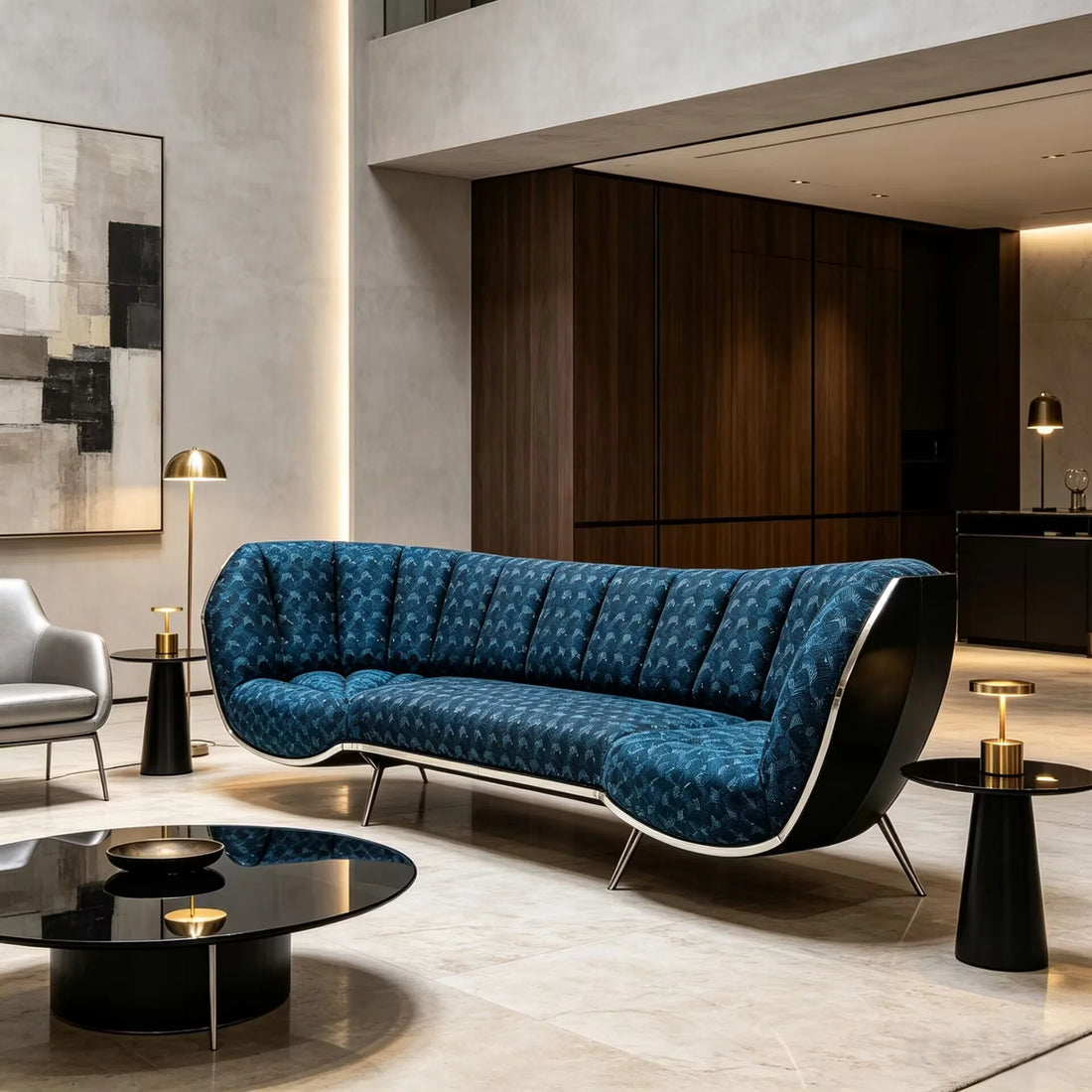 French Style Stainless Steel Fabric Sofa