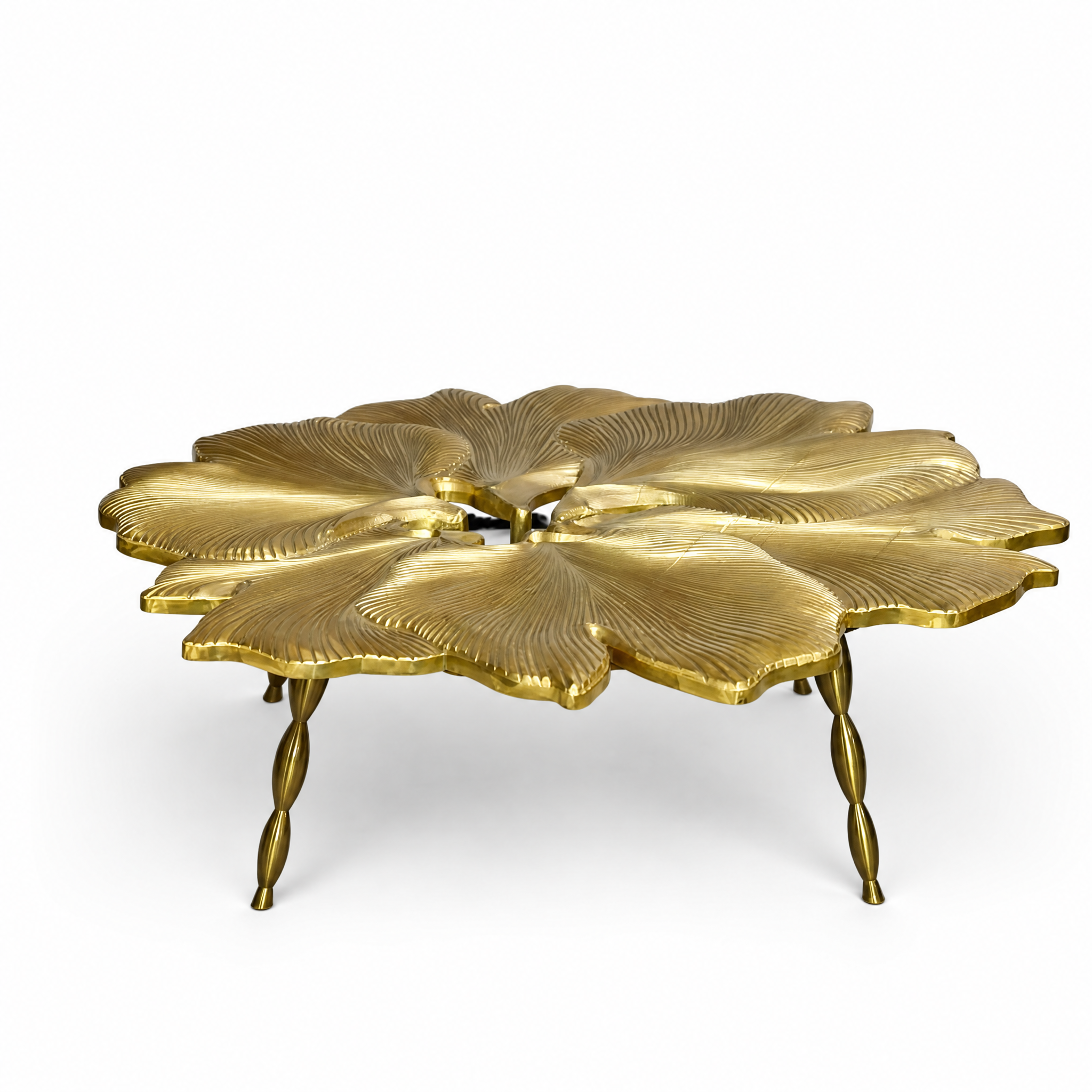 Luxury Golden Lotus Sculptural Coffee Table with Solid Brass Finish