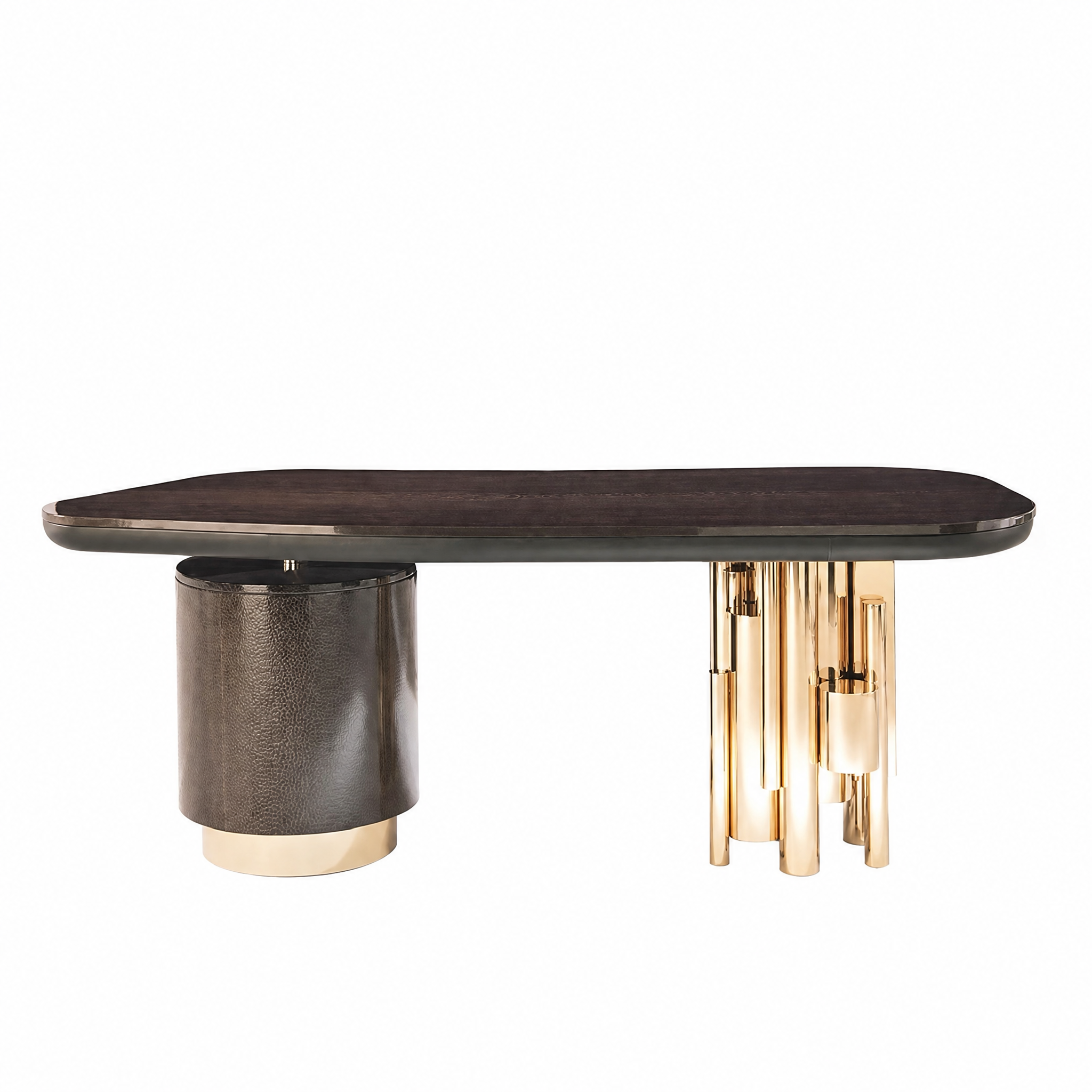 Luxury Italian Executive Desk with Wood & Stainless Steel Design