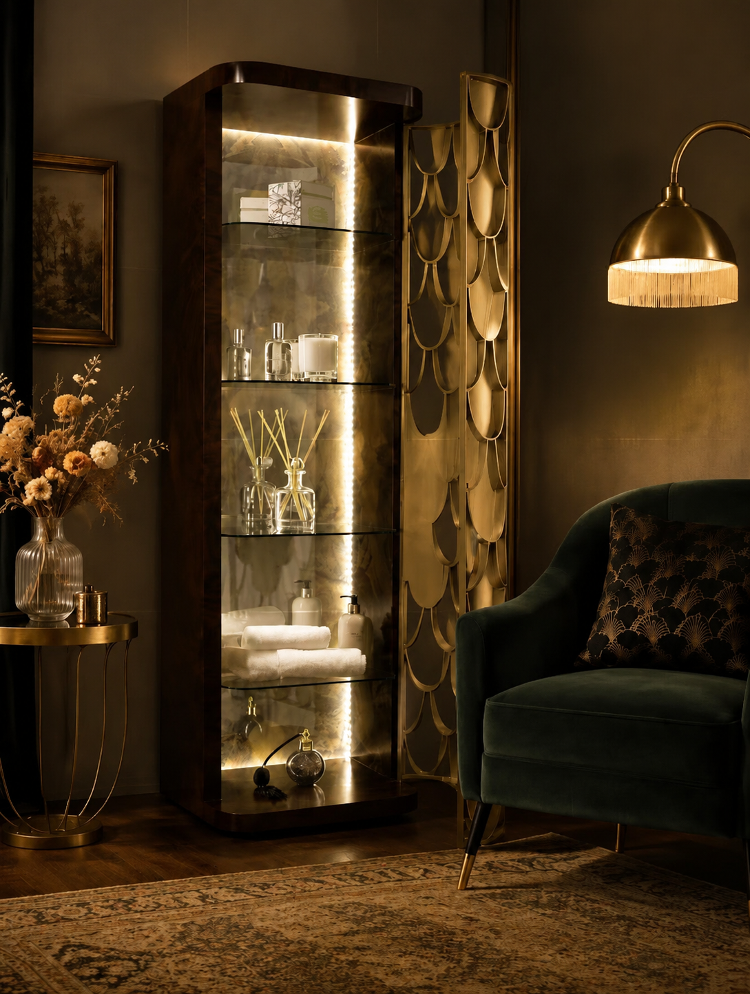 Luxury Bronze Stainless Steel Bathroom Wall Cabinet