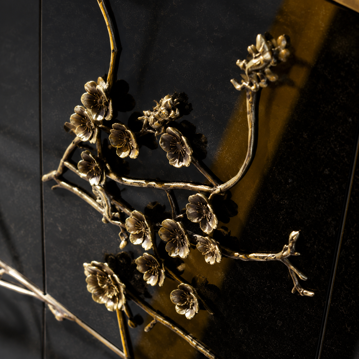 Luxury Brass Floral Storage Cabinet