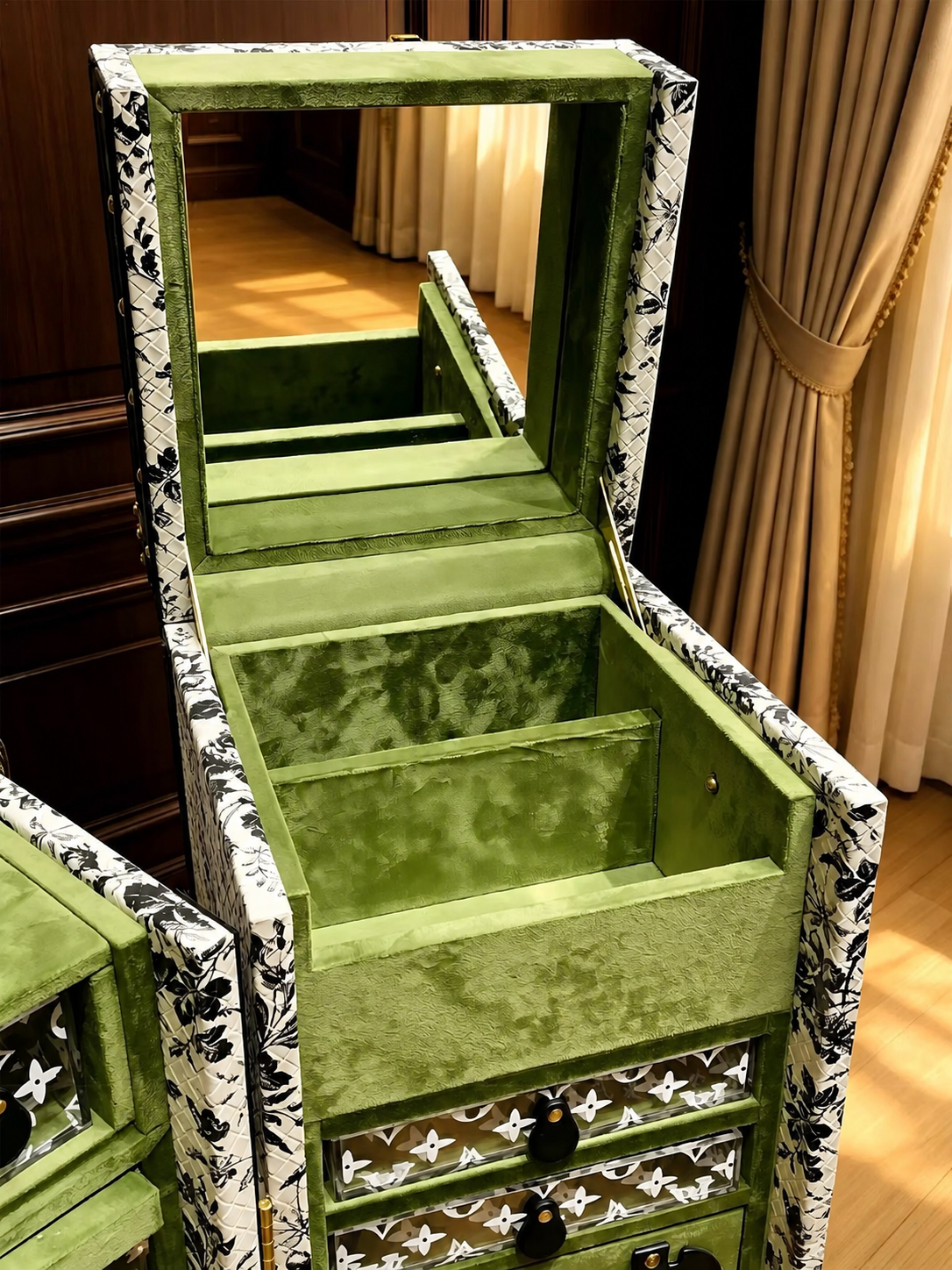 Luxury French Vintage Folding Vanity Cabinet