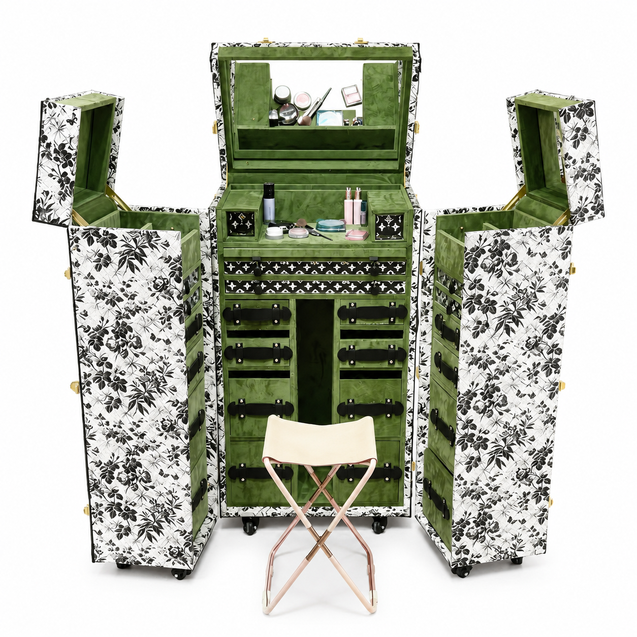 Luxury French Vintage Folding Vanity Cabinet