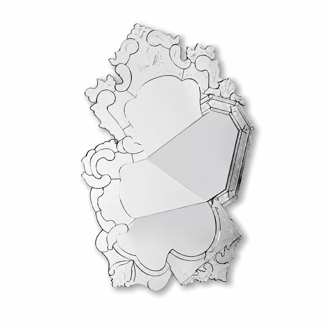 Luxury Italian Sculptural Glass Wall Mirror