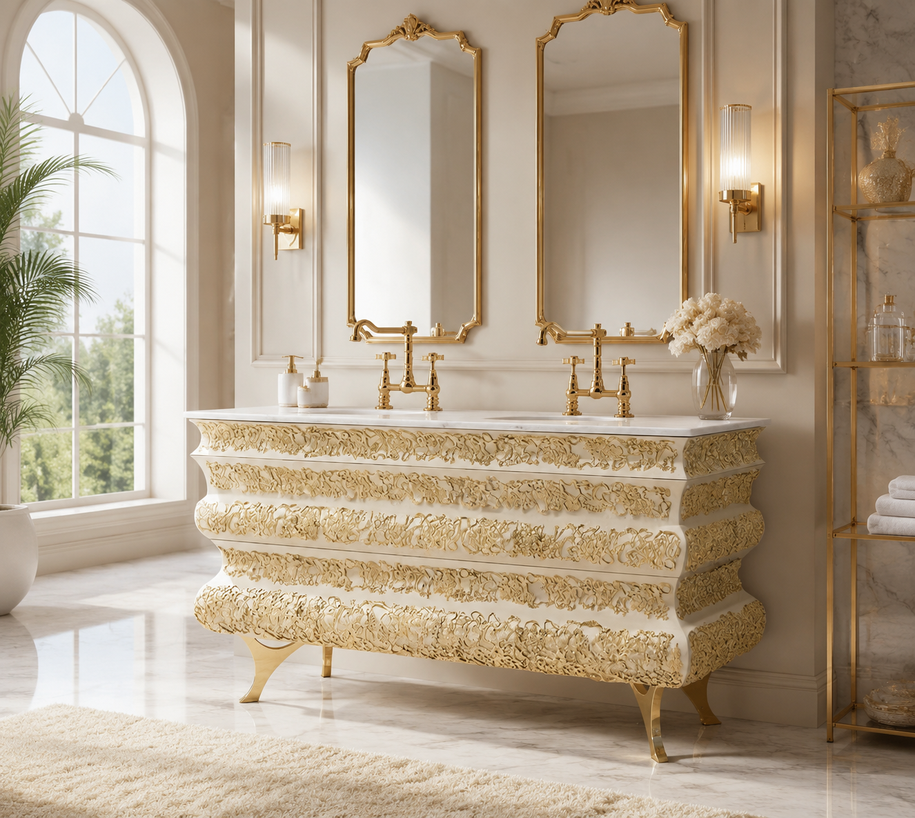 Luxury Italian Gold Double Vanity Sink