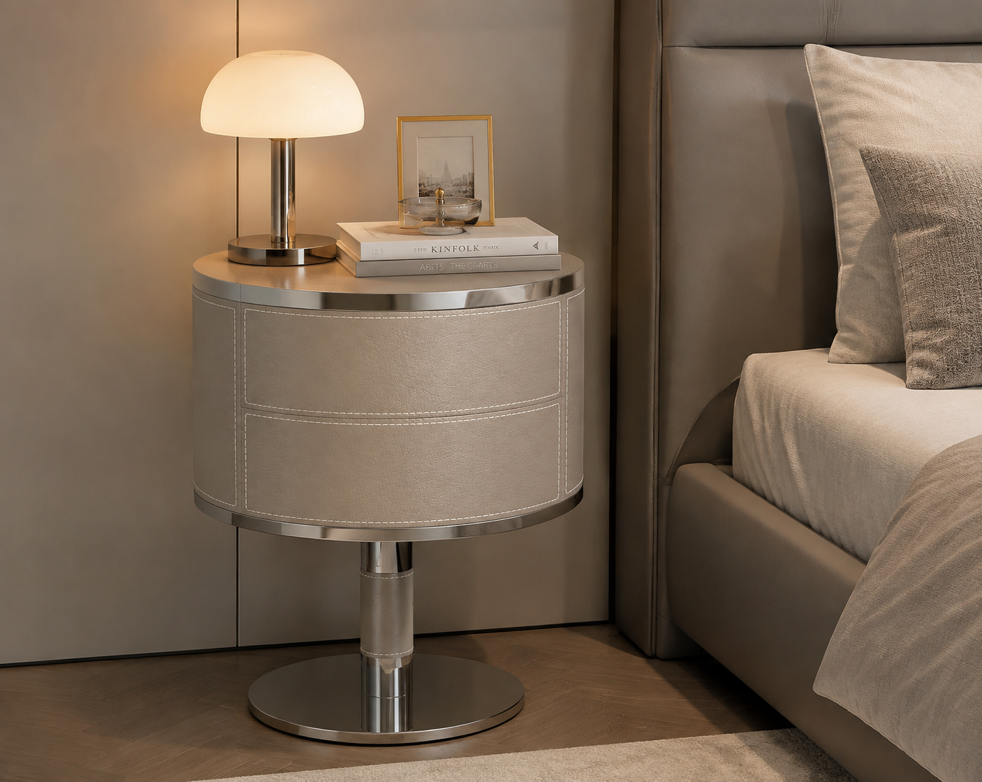 Luxury Modern Leather Bedside Cabinet