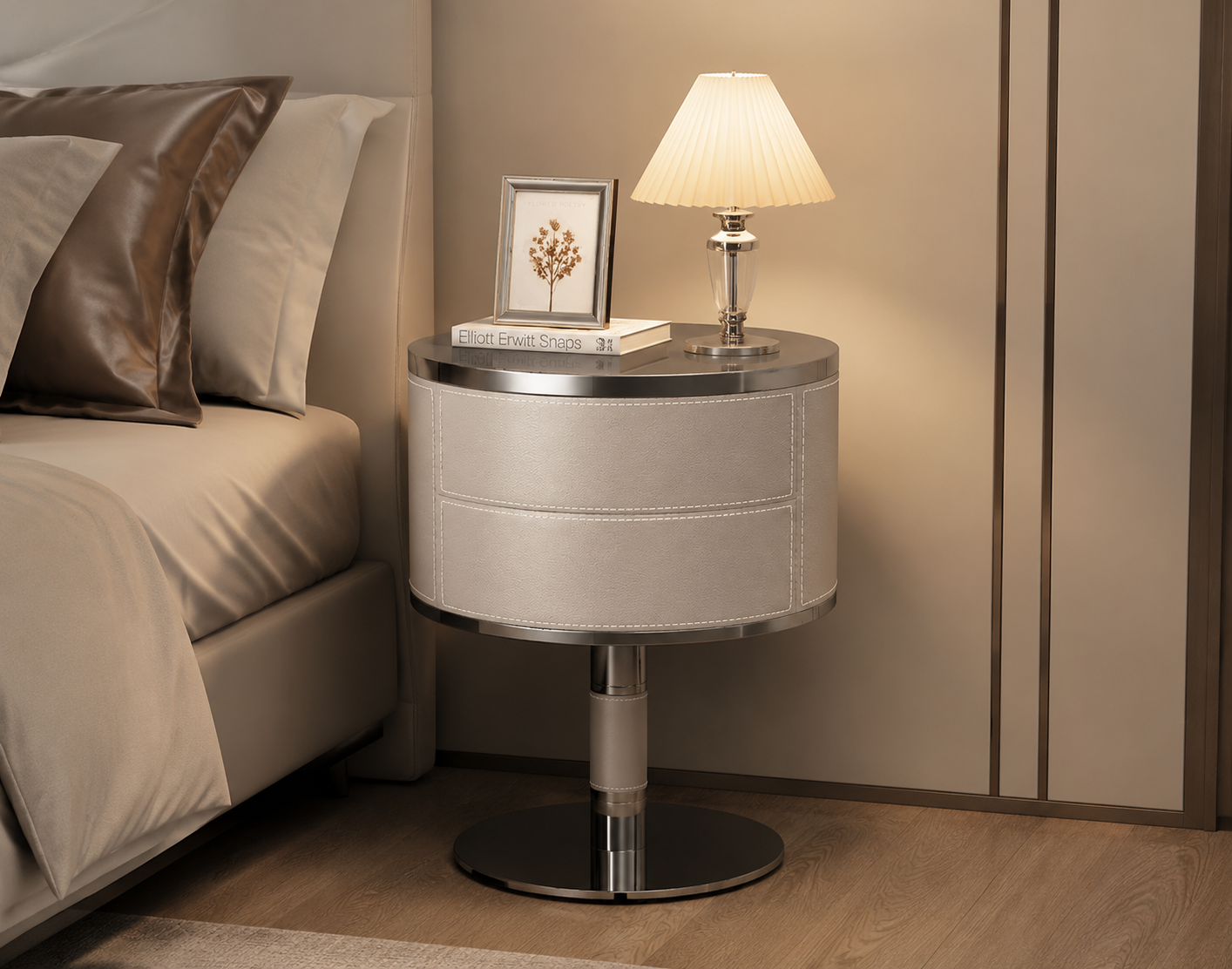 Luxury Modern Leather Bedside Cabinet