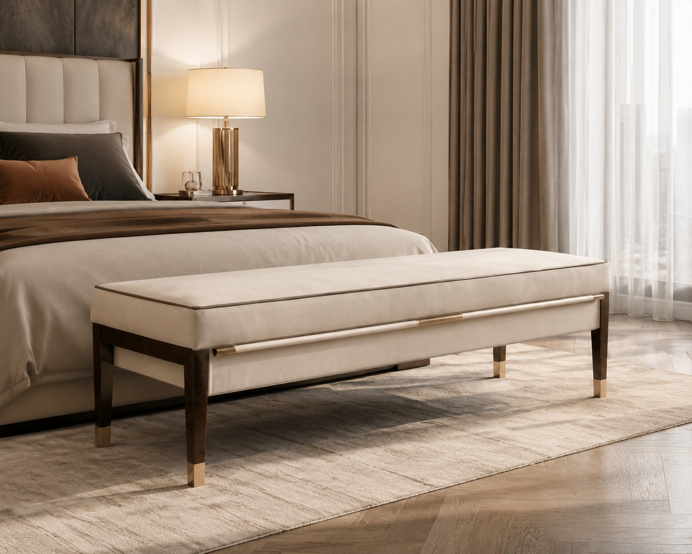 Luxury Italian Leather Bed Bench