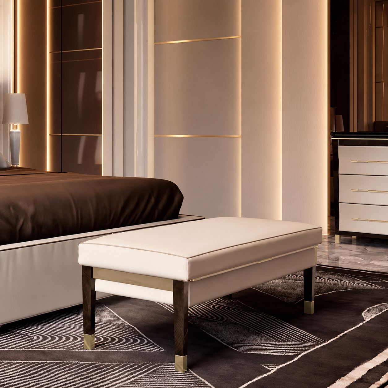 Luxury Italian Leather Bed Bench
