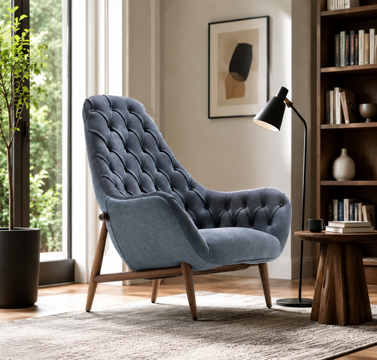 Luxury Italian Fabric Lounge Chair