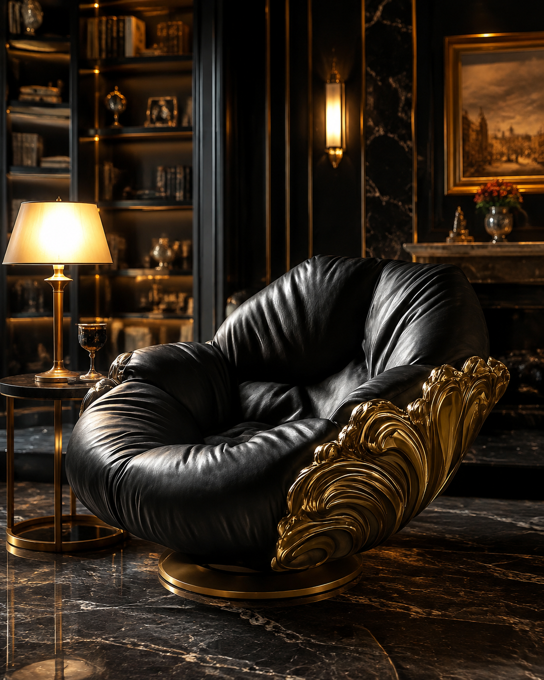 Luxury Italian Gilded Lounge Chair