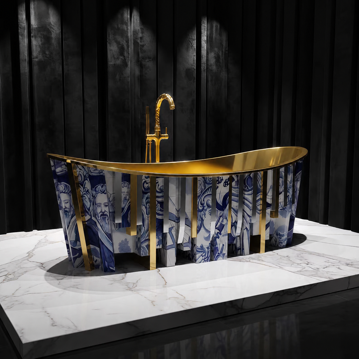 Luxury Italian Hand-Painted Stainless Steel Bathtub