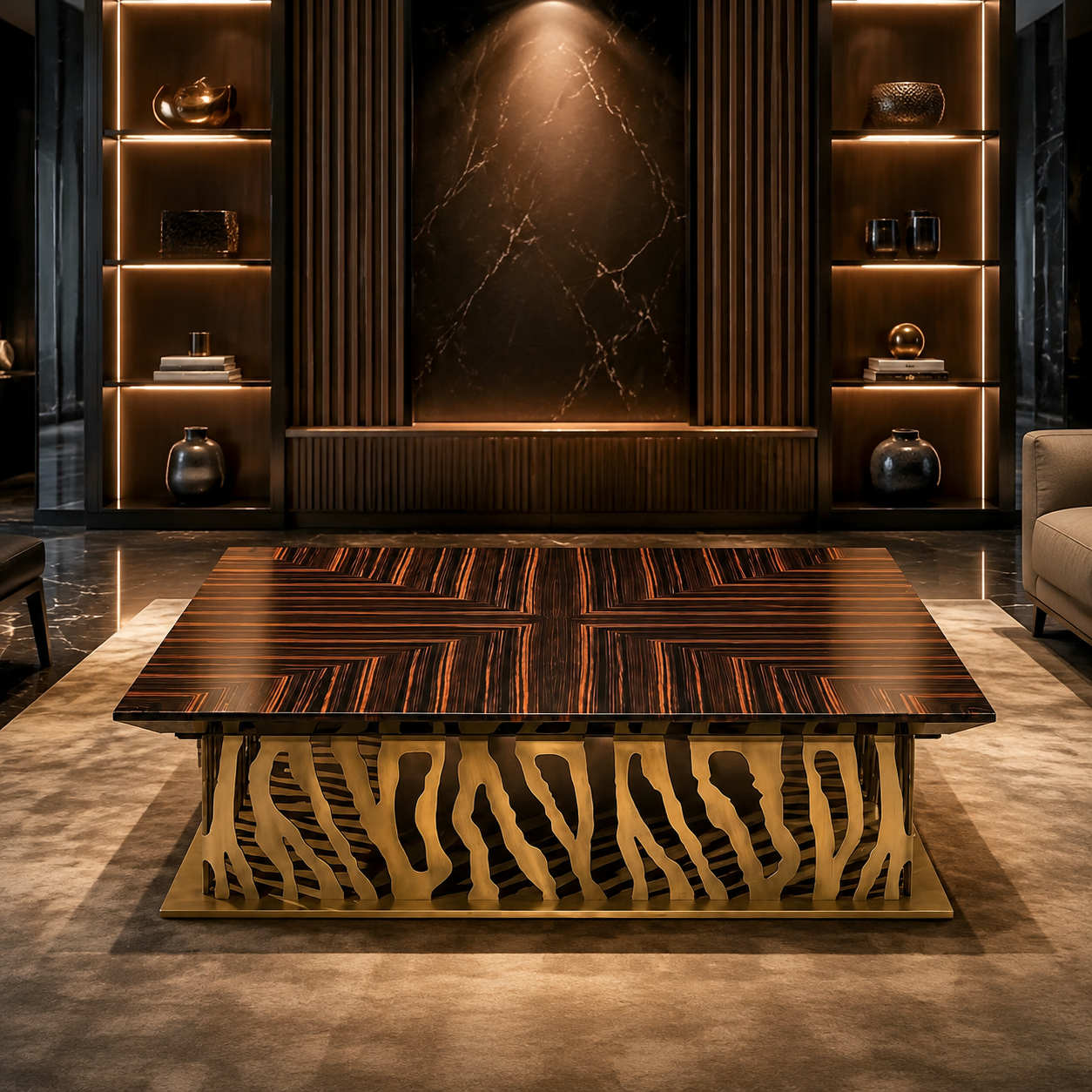 Luxury Italian Stainless Steel Square Coffee Table