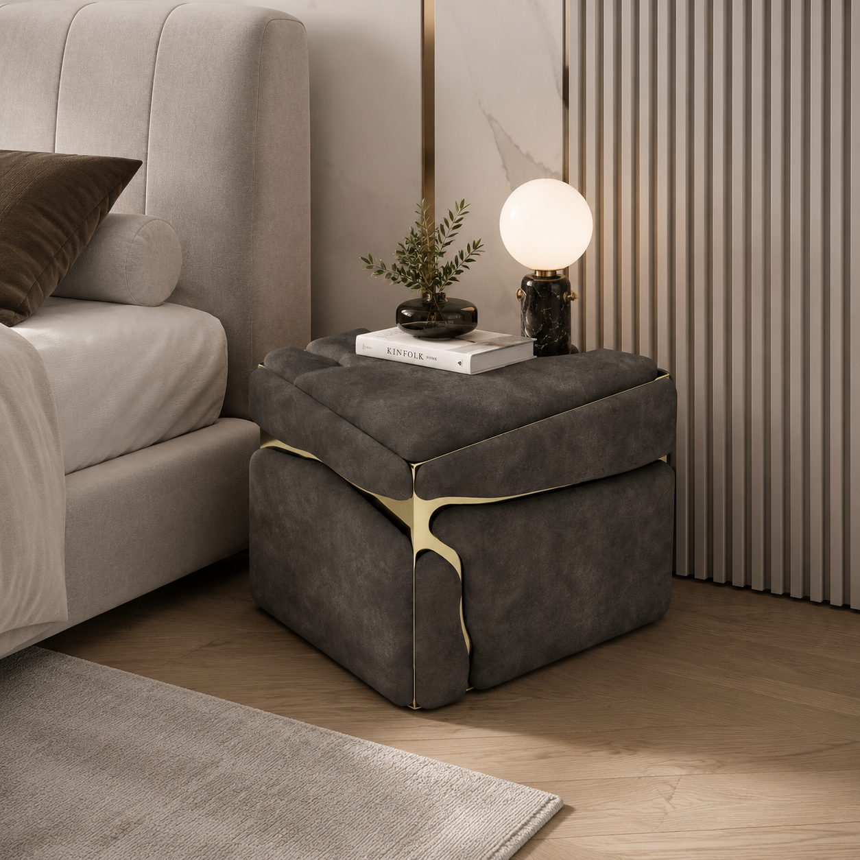 Luxury Portuguese Geometric Bedside Cabinet