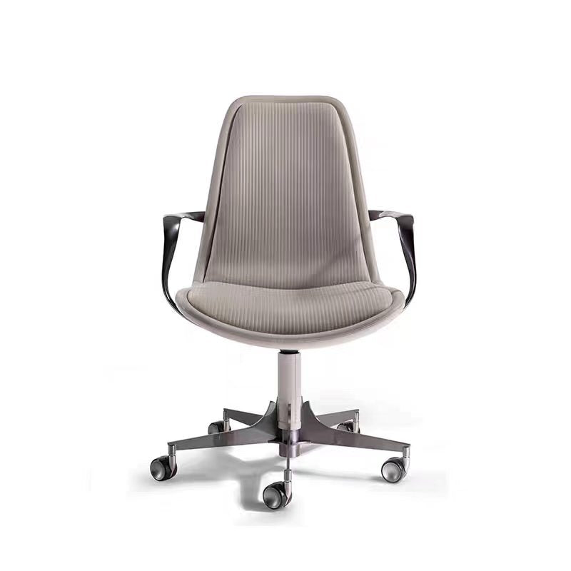 Handcrafted Vince Leather Stainless Steel Office Chair