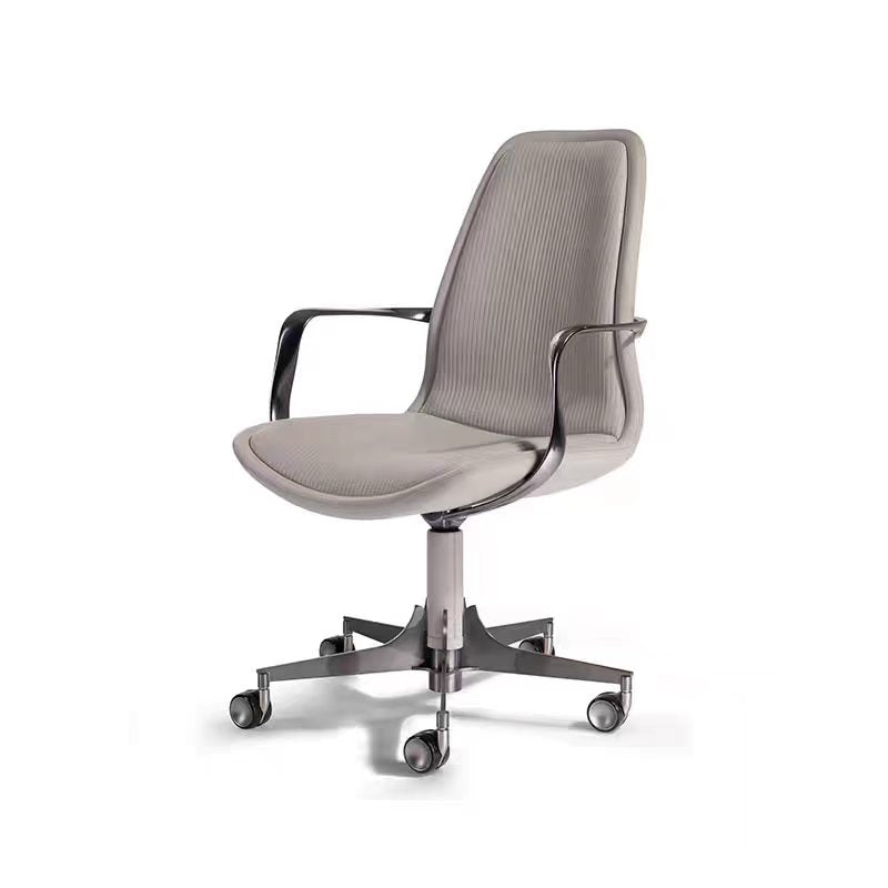 Handcrafted Vince Leather Stainless Steel Office Chair
