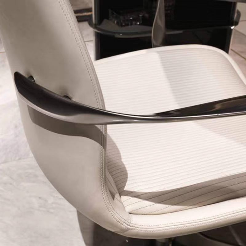 Handcrafted Vince Leather Stainless Steel Office Chair
