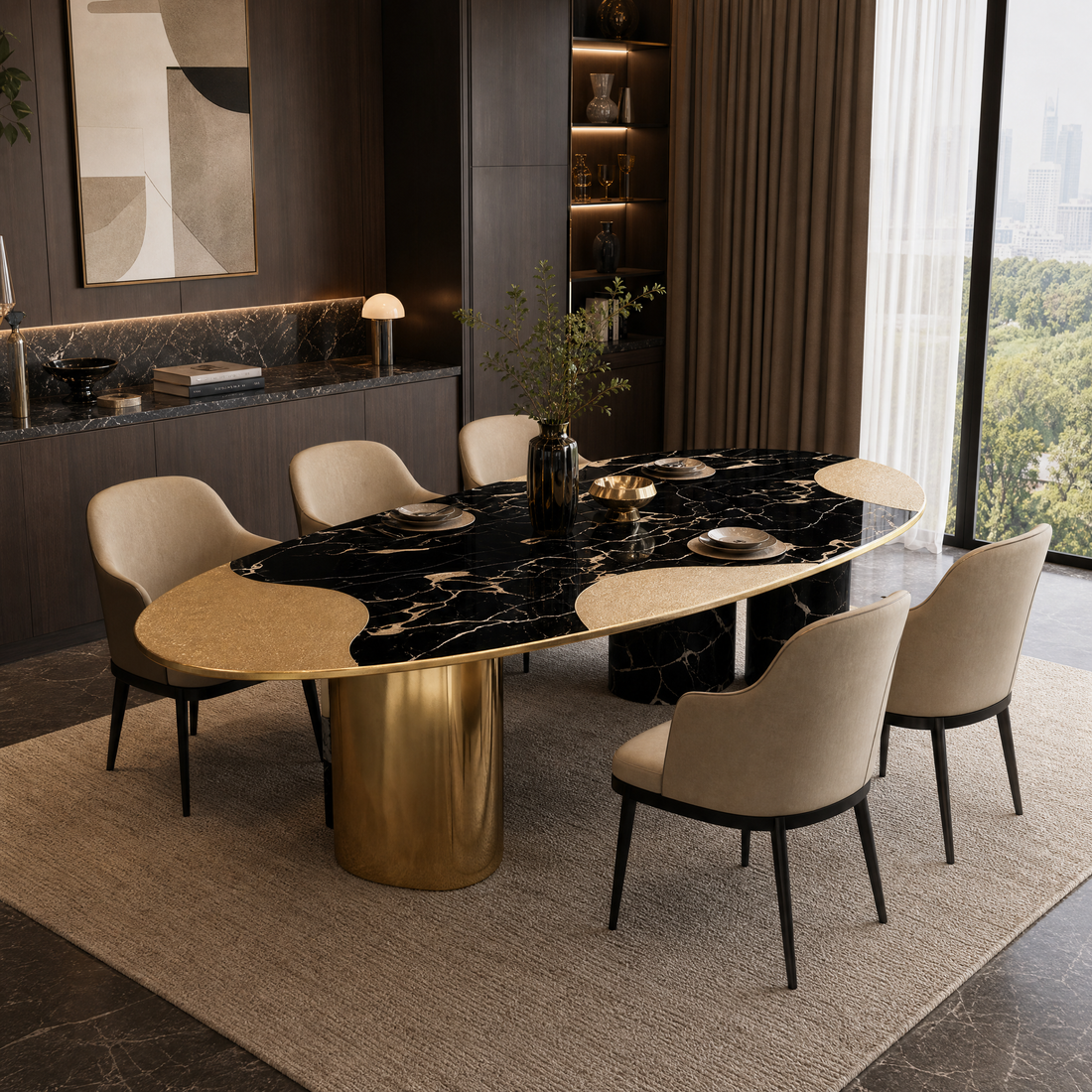 Italian Designer Oval Marble Dining Table