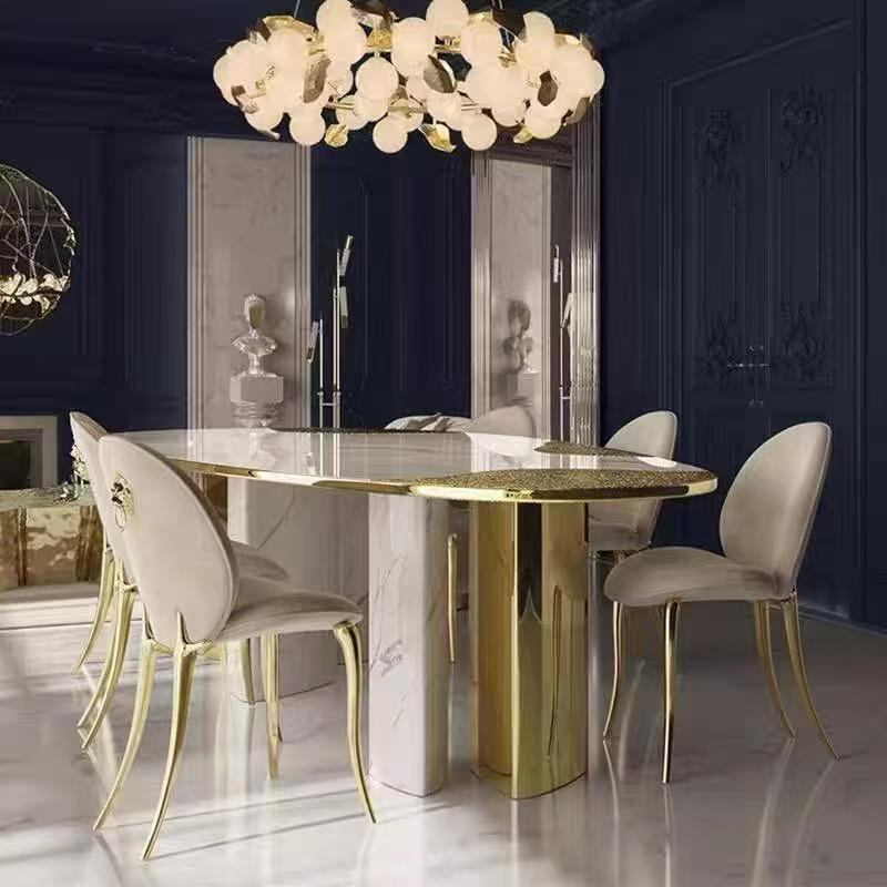 Italian Designer Oval Marble Dining Table