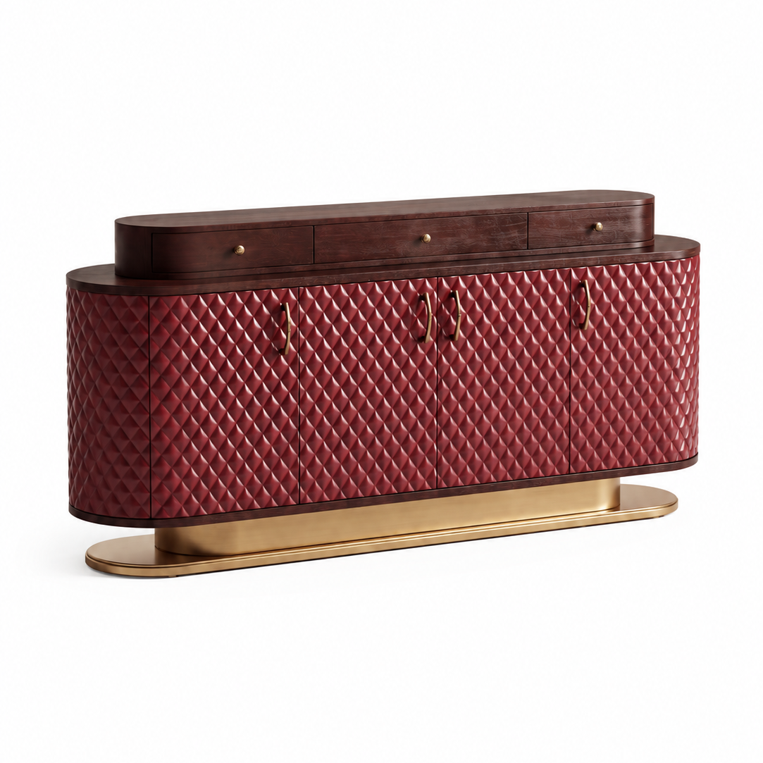 Italian Luxury Diamond Pattern Sideboard Cabinet