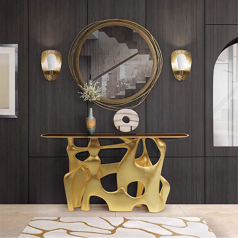 Italian Luxury Irregular Stainless Steel Entryway Console Table