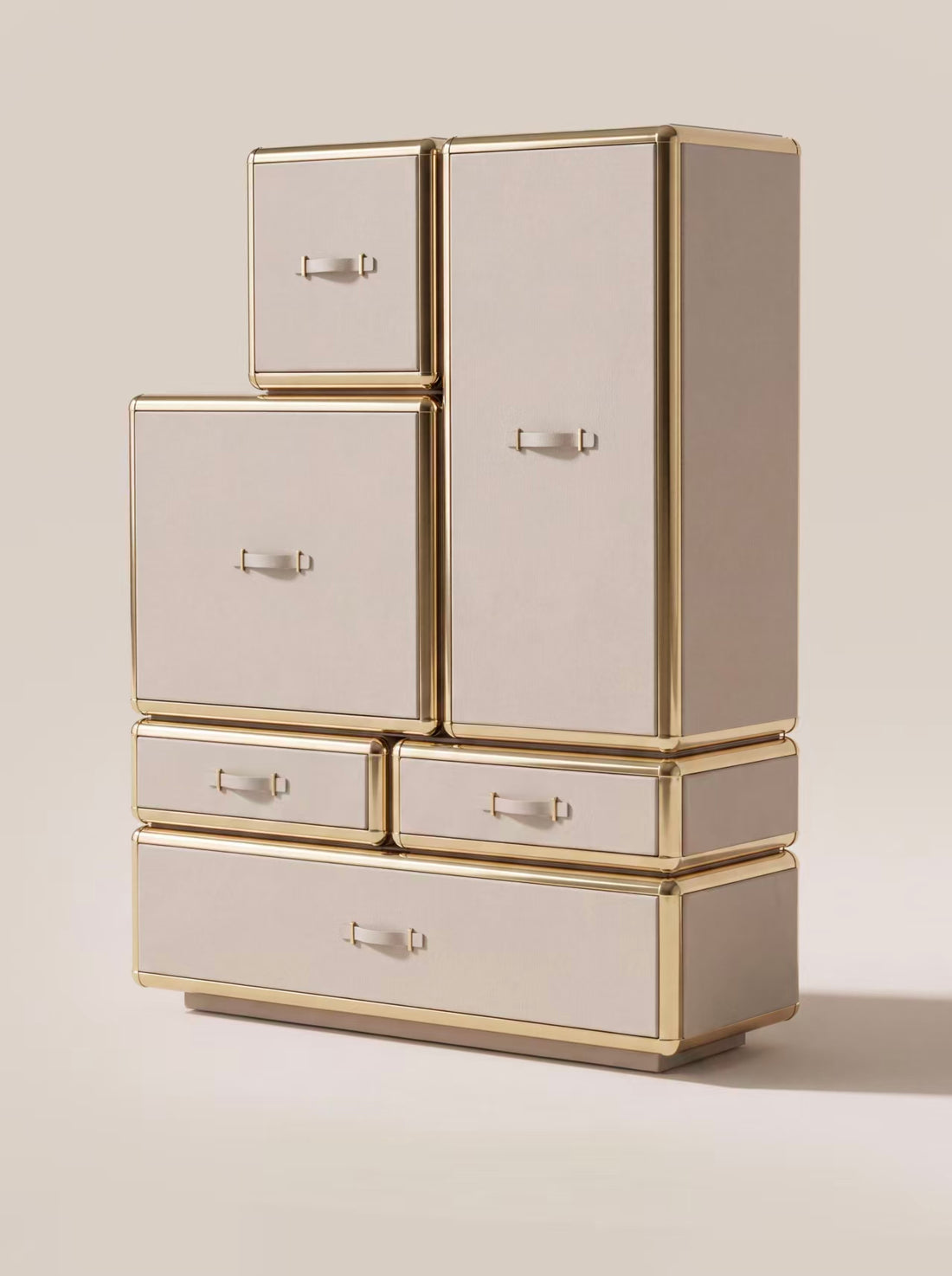 Italian Luxury Modular Leather Storage Cabinet