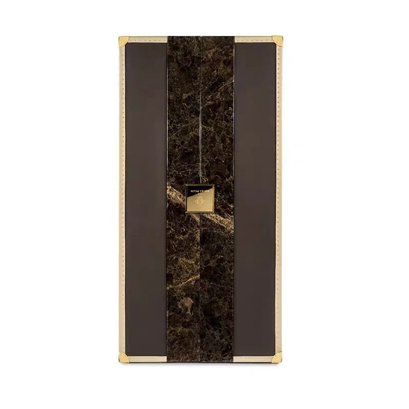 Italian Luxury Solid Wood Leather Wine Display Cabinet