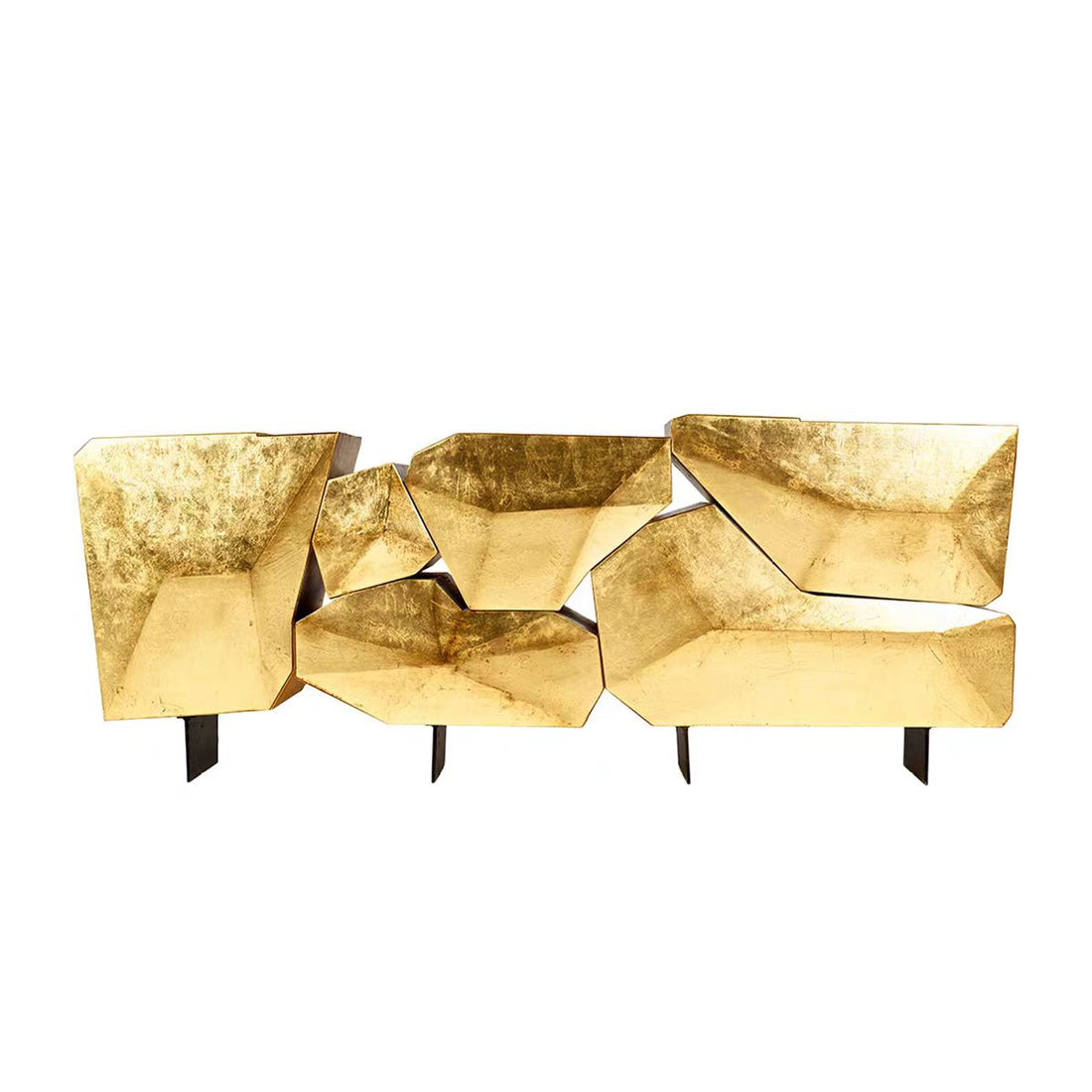Italian Luxury Solid Wood Metal Glass Sideboard Cabinet
