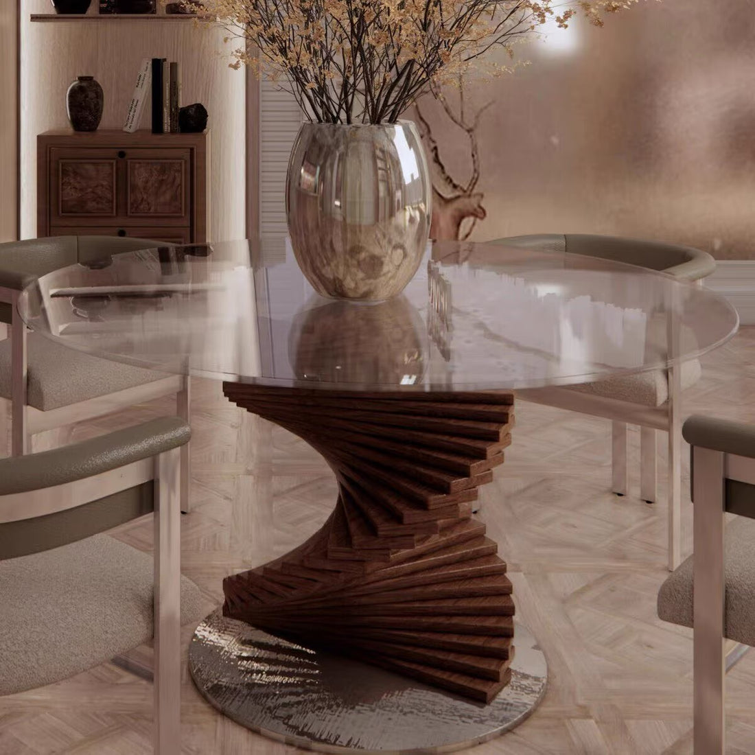 Italian Modern Rotating Dining Table
