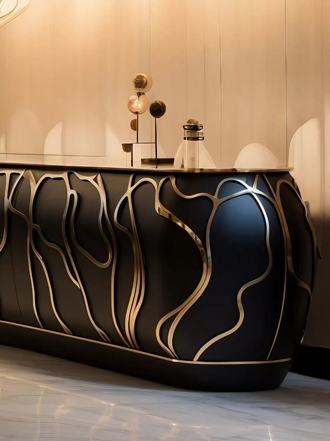 Italian Modern Wood and Metal Sideboard Cabinet