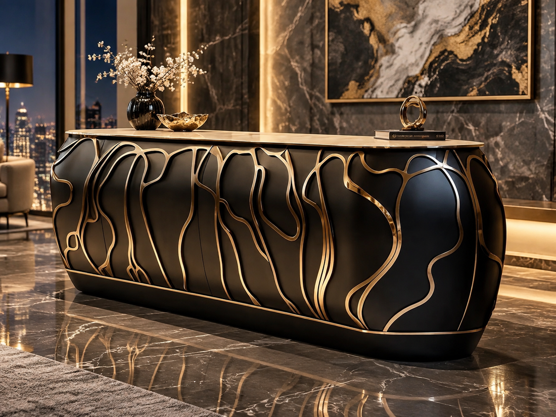 Italian Modern Wood and Metal Sideboard Cabinet