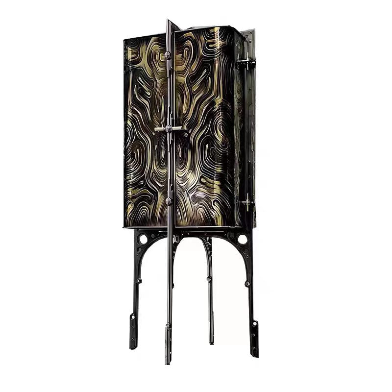 Luxury Black Gold Mechanical Style Wine Cabinet