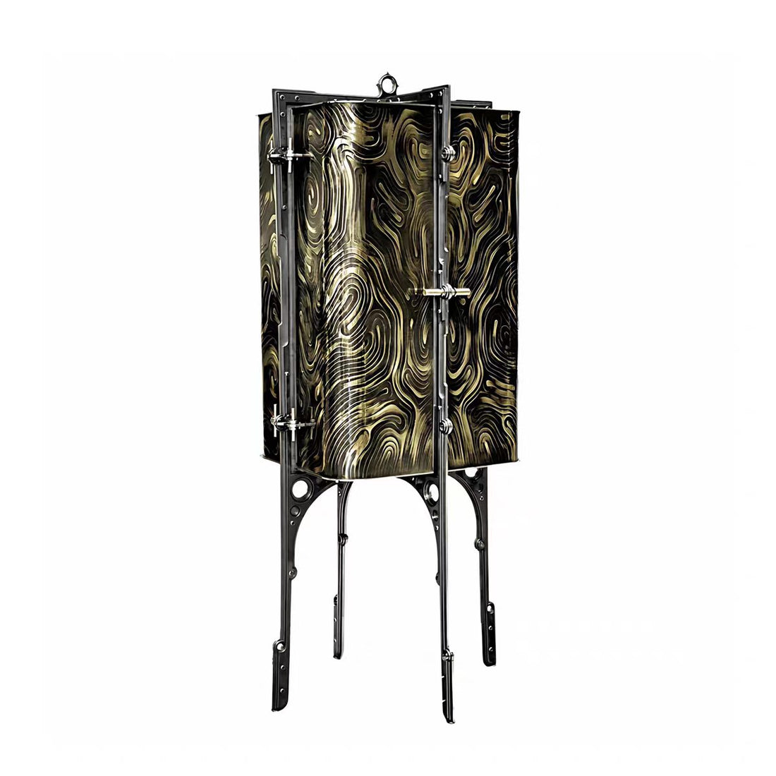 Luxury Black Gold Mechanical Style Wine Cabinet