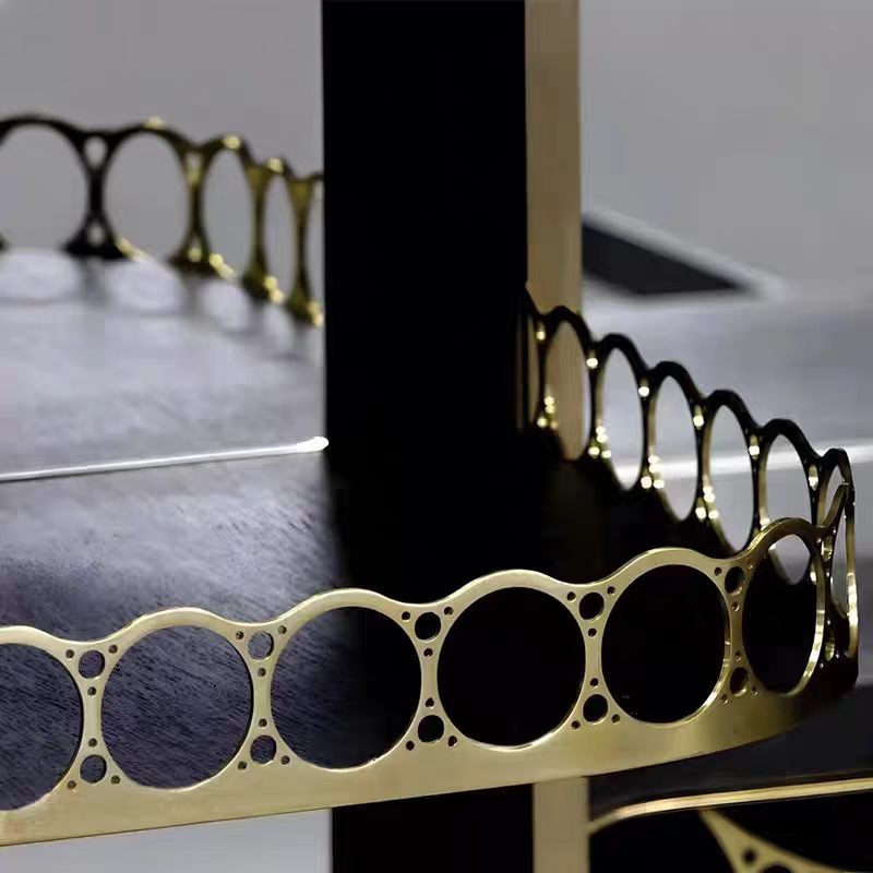 Luxury Black Gold Mechanical Style Wine Cabinet