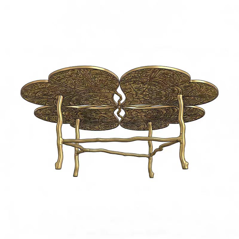 Luxury Brass Clover Shaped Coffee Table