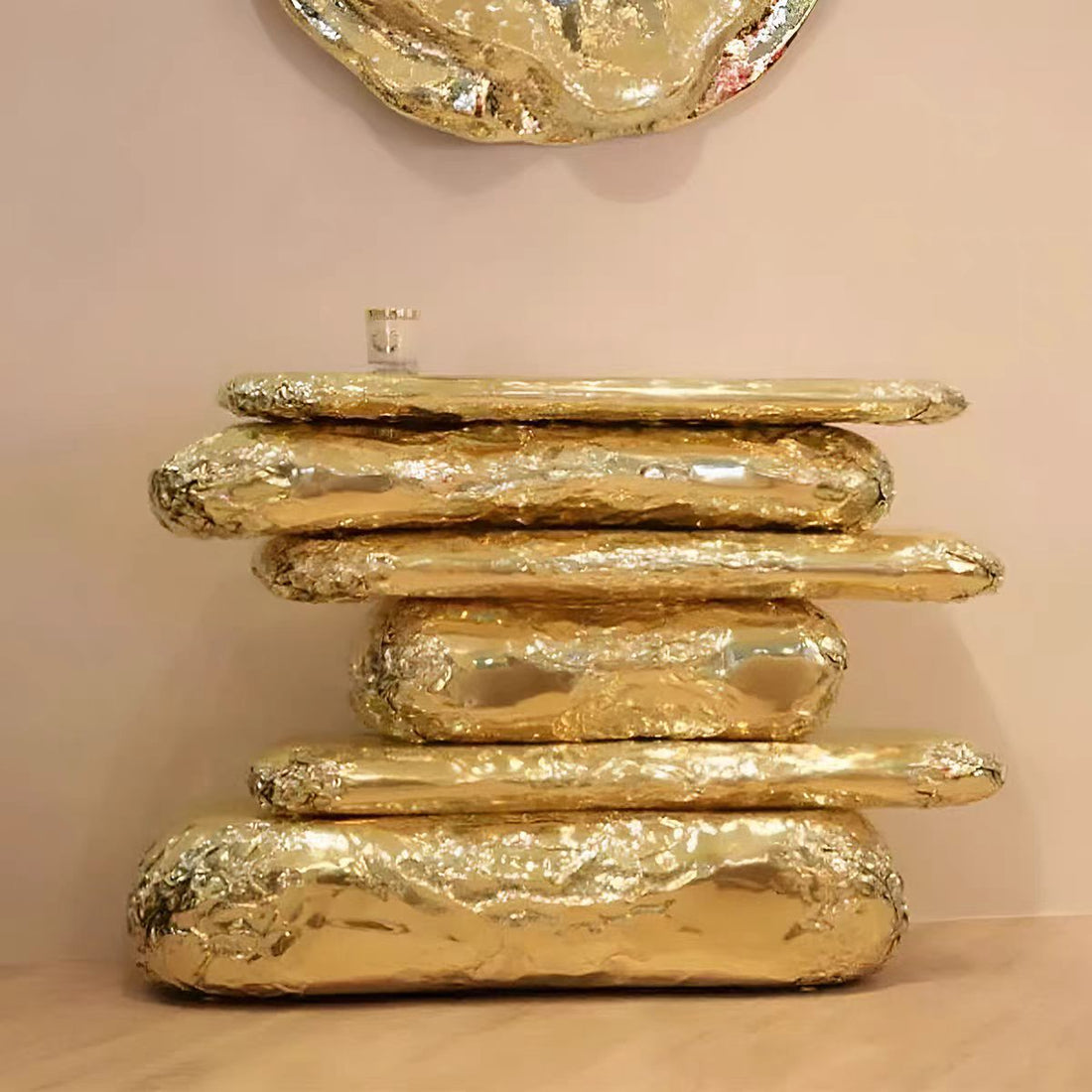 Luxury Brass Marble Irregular Console Table