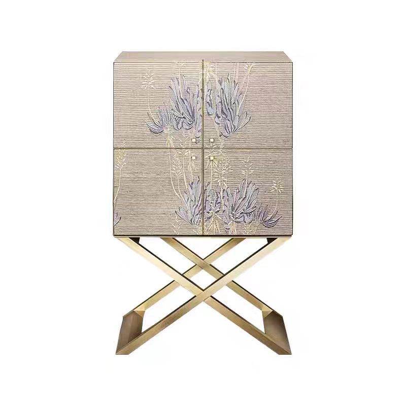 Luxury Embroidered Leather Wine Cabinet Design