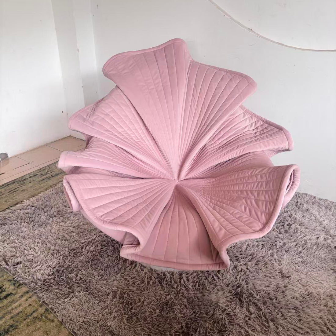 Luxury European Pink Petal Flower Lounge Chair