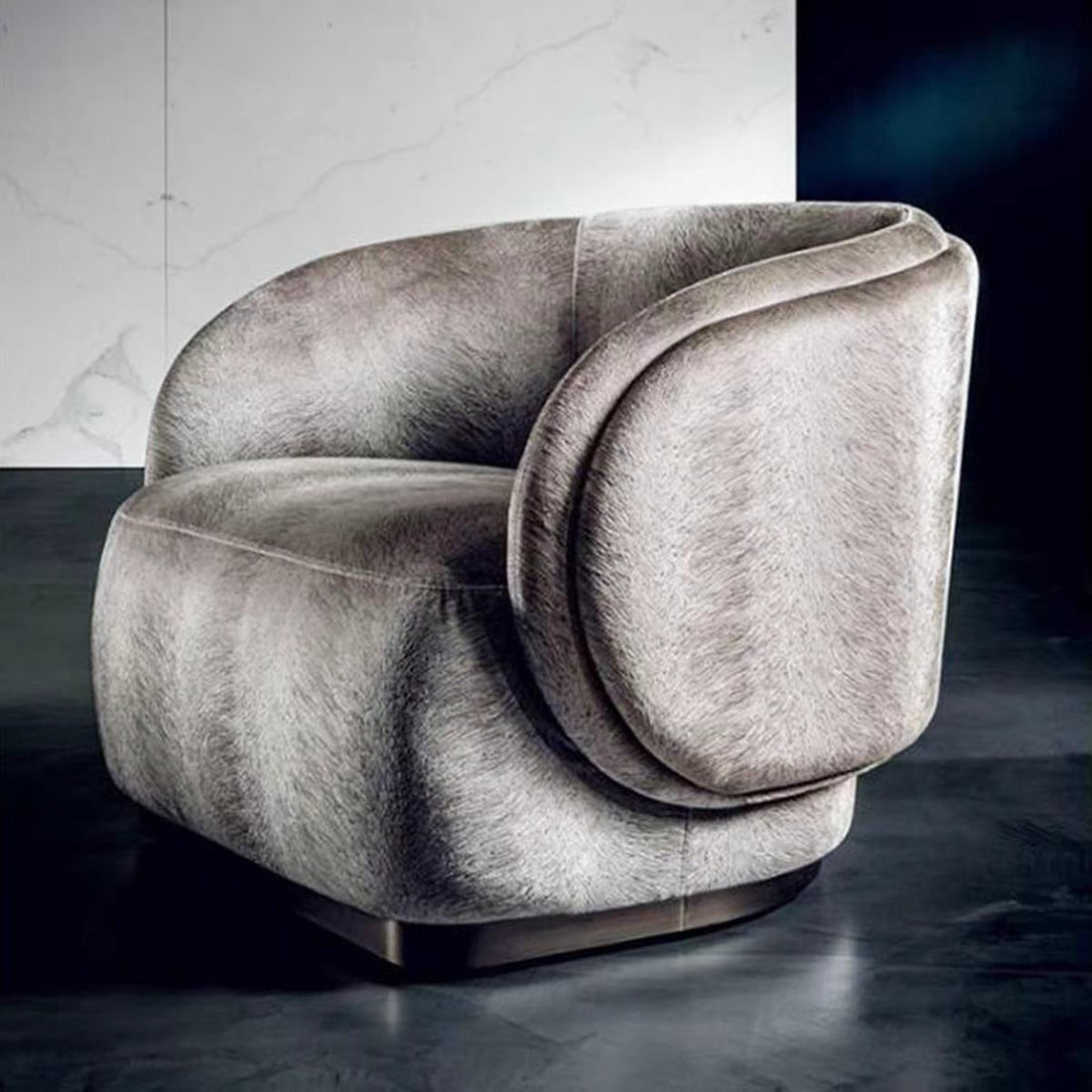 Luxury Fabric Stainless Steel Solid Wood Lounge Chair