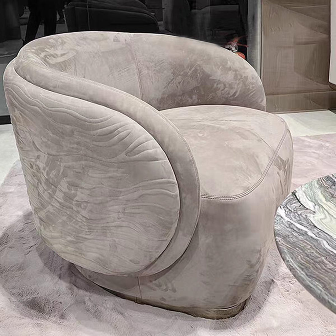Luxury Fabric Stainless Steel Solid Wood Lounge Chair