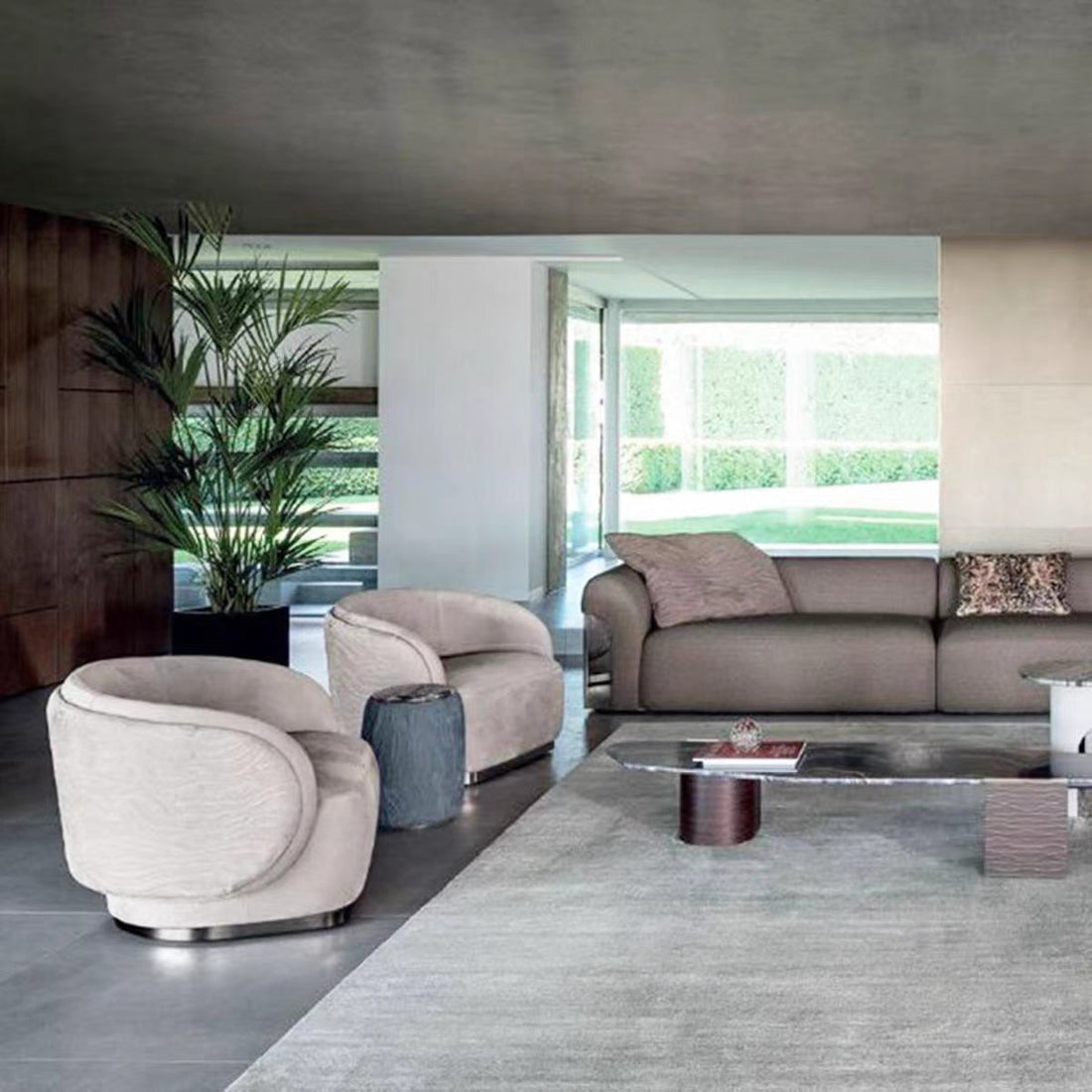 Luxury Fabric Stainless Steel Solid Wood Lounge Chair