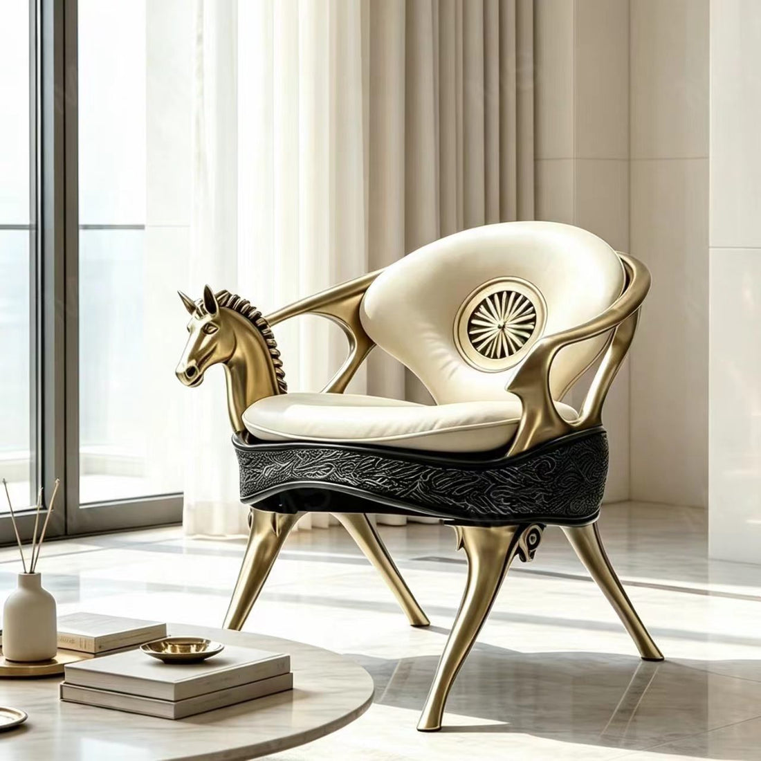 Luxury Horse Head Leather Lounge Chair