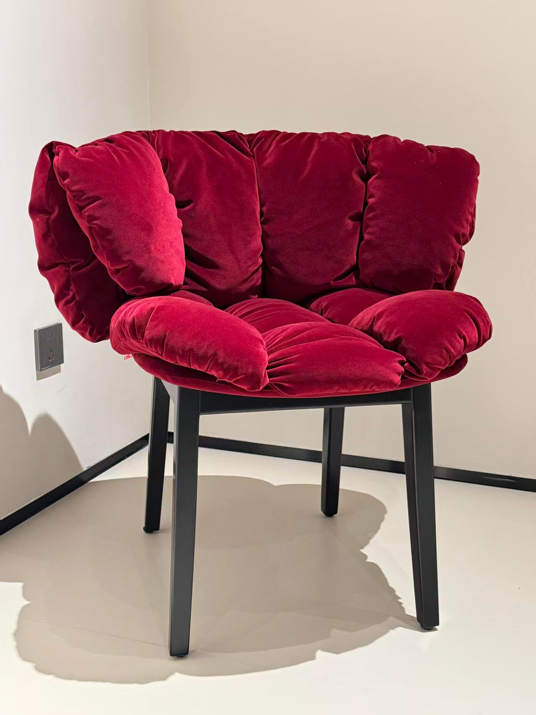Luxury Italian Blue Velvet Petal Dining Chair