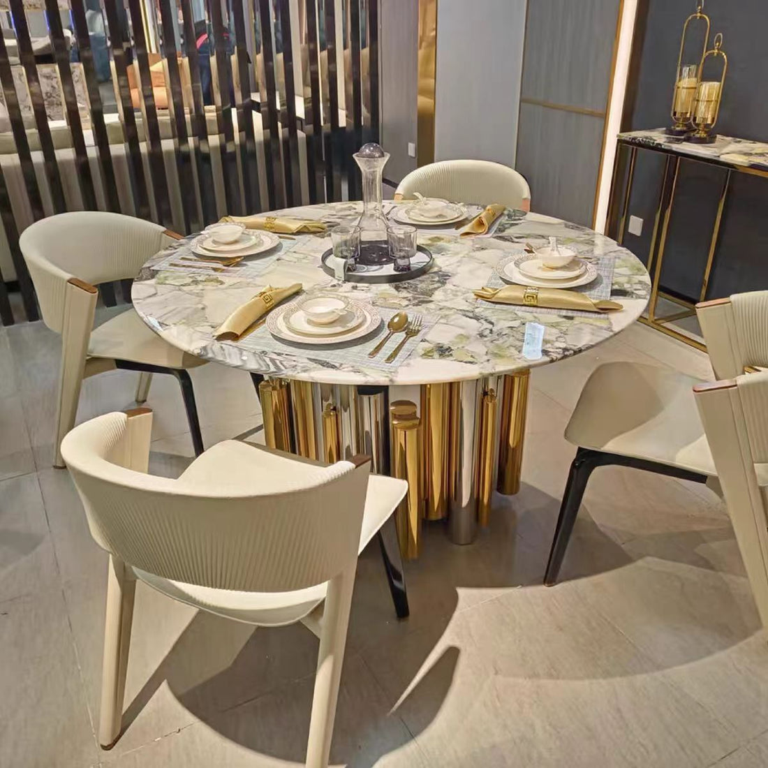 Luxury Italian Cavalli Dining Table with Stainless Steel & Glass Design