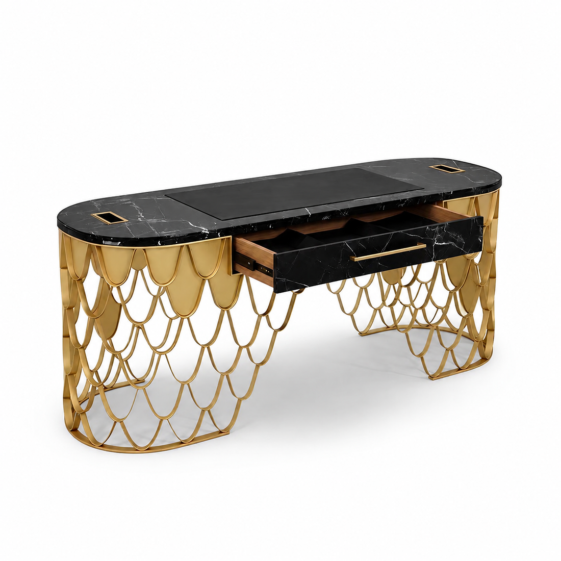 Luxury Italian Fish-Scale Marble Executive Desk