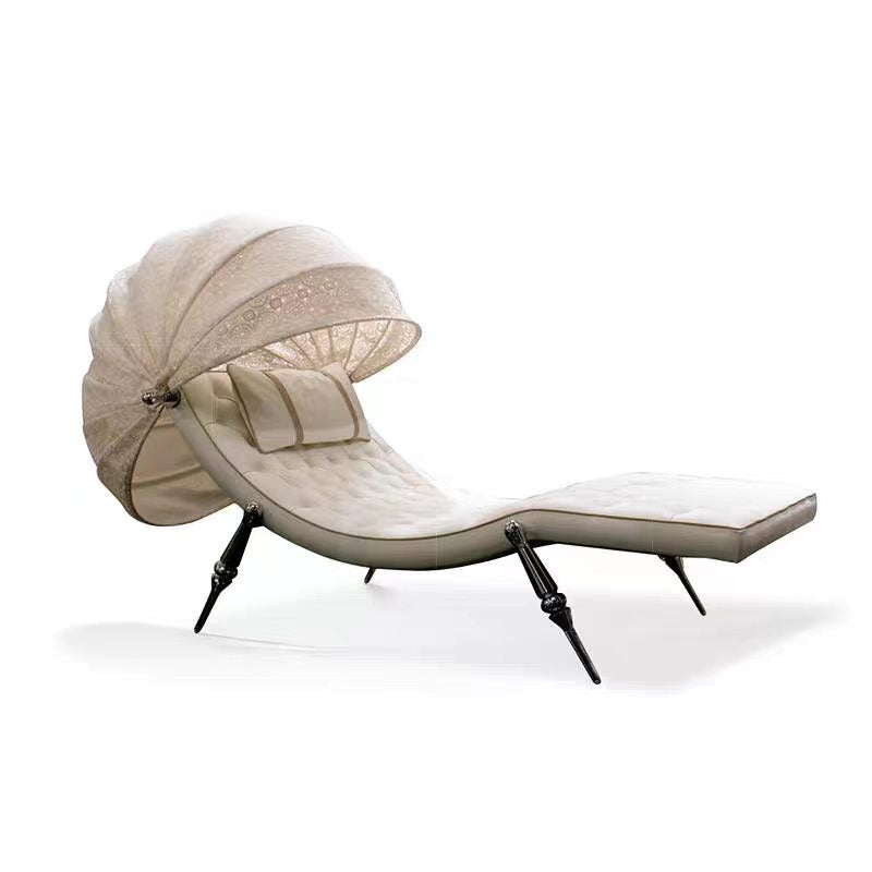 Luxury Italian Leather Chaise Lounge with Stainless Steel Design