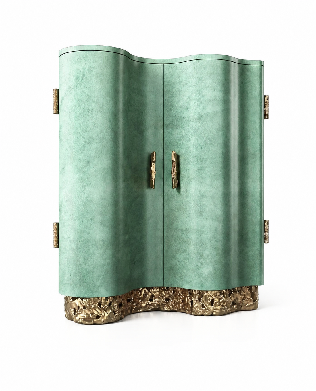 Luxury Italian Retro Green Wave Sideboard