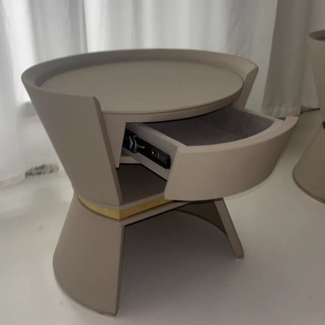 Luxury Leather Bedside Table with Modern Designer Design