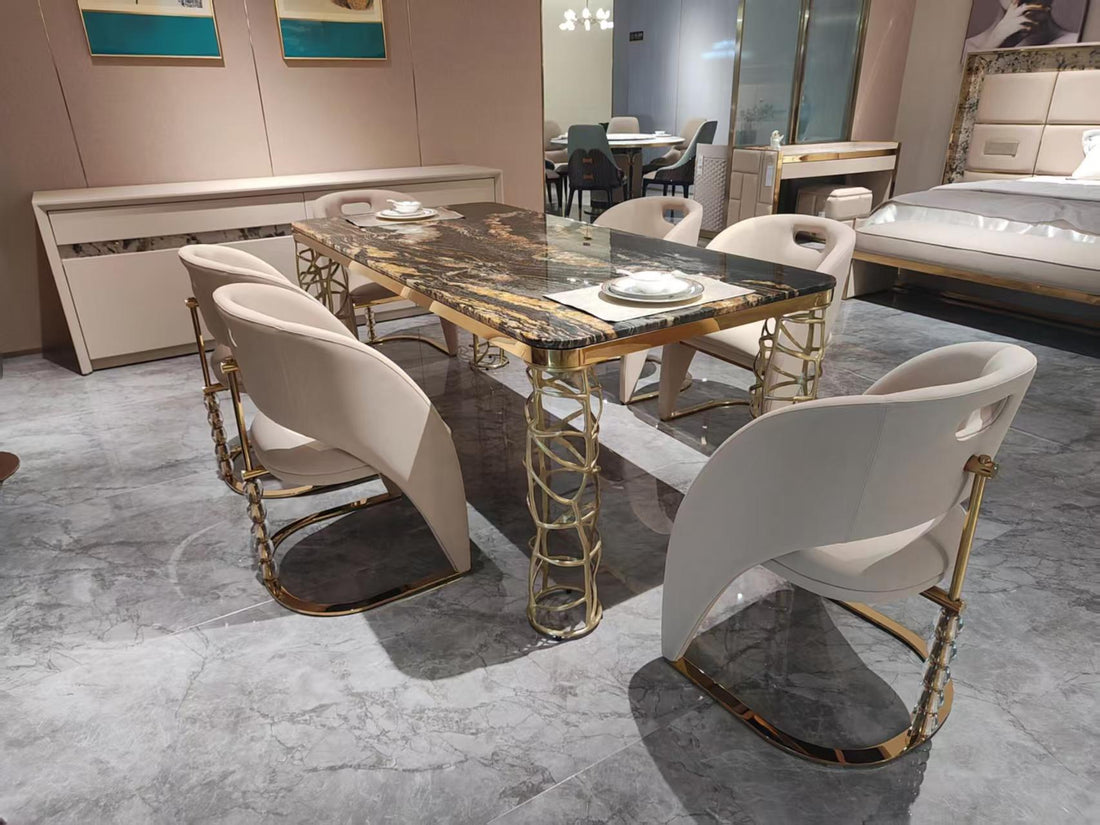 Luxury Leather Crystal Ball Dining Chair Design