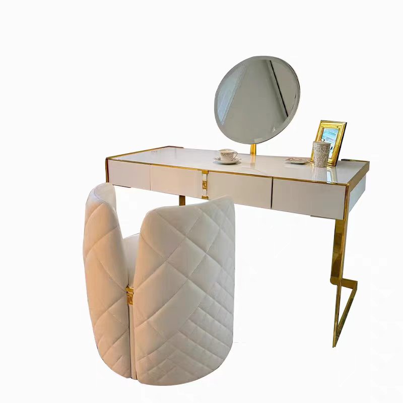 Luxury Metal Wood Vanity Table with Mirror